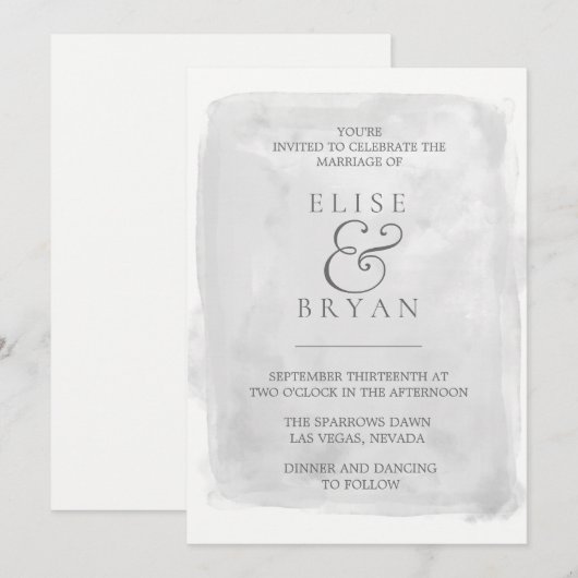 Modern Elegant Silver Grey Paint Splash Wedding Kaart (Voorkant / Achterkant)