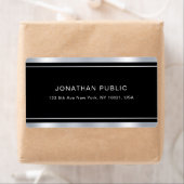 Modern Elegant Silver-look Black Sjabloon Glamour Etiket (Insitu)