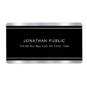 Modern Elegant Silver-look Black Sjabloon Glamour Etiket (Voorkant)