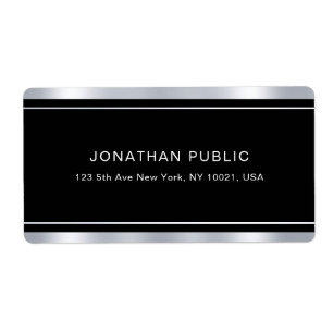 Modern Elegant Silver-look Black Sjabloon Glamour Etiket