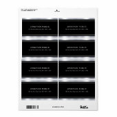 Modern Elegant Silver-look Black Sjabloon Glamour Etiket (Full Sheet)