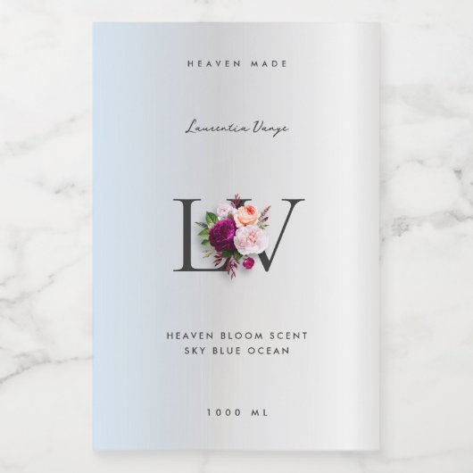 Modern Elegant Silver Monogram Bloemen Roos Beauty Voedselcontainer Etiket (Enkel label)