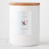 Modern Elegant Silver Monogram Bloemen Roos Beauty Voedselcontainer Etiket (Voorkant)