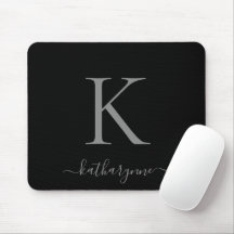 Modern Elegant Silver Monogram Script Black