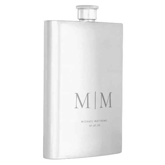 Modern Elegant Silver Monogrammed Initiaal Classic Flacon (Rechts)