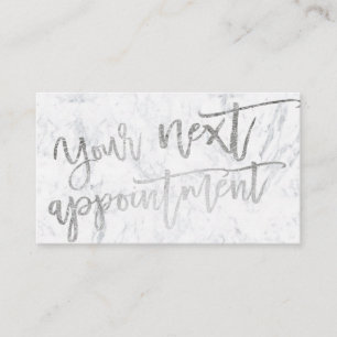 Modern elegant Silver Script typografie marmer Afsprakenkaartje
