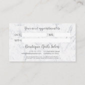 Modern elegant Silver Script typografie marmer Afsprakenkaartje (Achterkant)