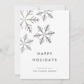 Modern Elegant Silver Snowflakes Business Feestdagenkaart (Voorkant)
