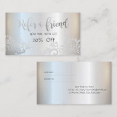 Modern Elegant Silver Swirls Reference Card Aanbevelingskaartje (Voorkant / Achterkant)