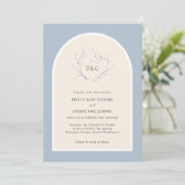 Modern Elegant Simple Arch Dusty Blue Wedding Kaart (Staand voorkant)