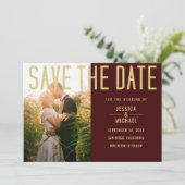 Modern Elegant Simple Burgundy Photo Wedding Save The Date (Staand voorkant)