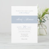 Modern Elegant Simple Dusty Blue Script Weddenscha Kaart (Staand voorkant)