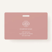 Modern Elegant Simple Dusty Rose Employee Photo ID Badge (Achterkant)