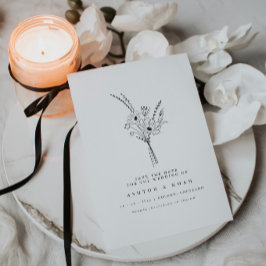 Modern Elegant Simple Floral Save The Date Kaart