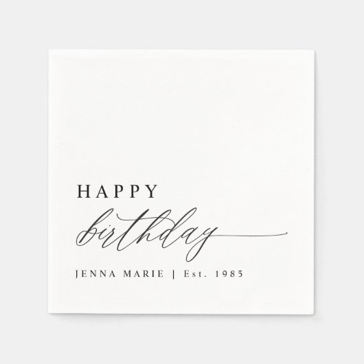Modern Elegant Simple Happy Birthday Script Servet (Voorkant)