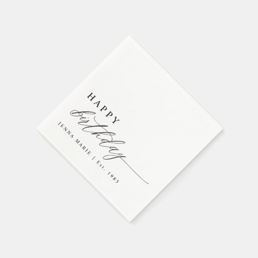 Modern Elegant Simple Happy Birthday Script Servet (Hoek)