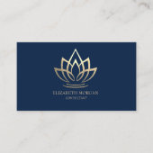Modern Elegant Simple Lotus Navy Blue Visitekaartje (Voorkant)