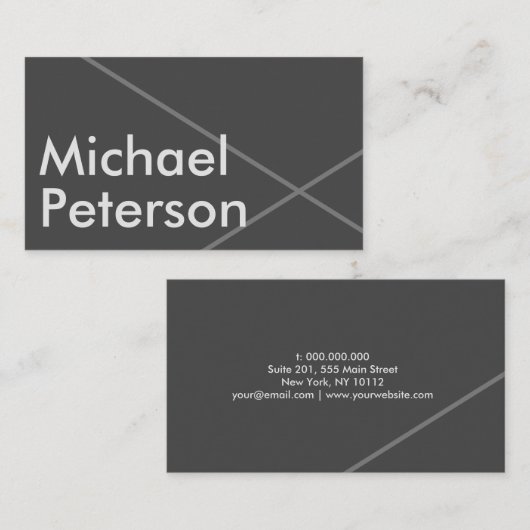 Modern Elegant Simple Minimal Trendy Classy Grey Visitekaartje (Voorkant / Achterkant)