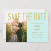 Modern Elegant Simple Mint Turquoise Photo Wedding Save The Date (Voorkant)