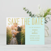 Modern Elegant Simple Mint Turquoise Photo Wedding Save The Date (Staand voorkant)