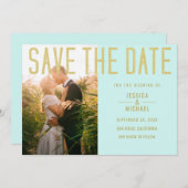 Modern Elegant Simple Mint Turquoise Photo Wedding Save The Date (Voorkant / Achterkant)