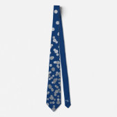 Modern Elegant Simple Navy Blue Silver Polka Dots Stropdas (Voorkant)
