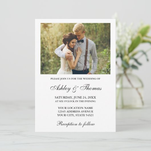 Modern Elegant Simple Photo Wedding Kaart (Staand voorkant)
