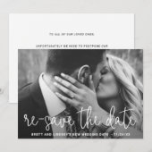 Modern Elegant Simple Photo Wedding Postponement Aankondiging (Voorkant / Achterkant)