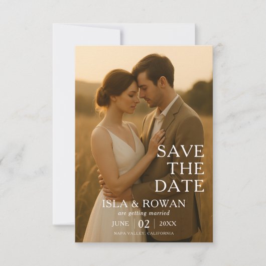 Modern Elegant Simple Photo Wedding Save The Date (Voorkant)