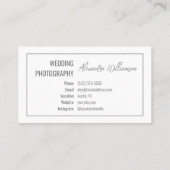 Modern Elegant Simple Photo Weduwfotograaf Visitekaartje (Achterkant)