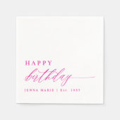 Modern Elegant Simple Pink Happy Birthday Servet (Voorkant)