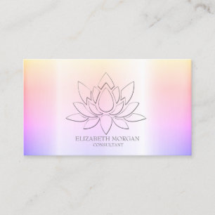Modern Elegant Simple Silver Lotus Ombre Visitekaartje