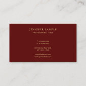 Modern Elegant Simple Template Luxury Maroon Red Visitekaartje (Achterkant)