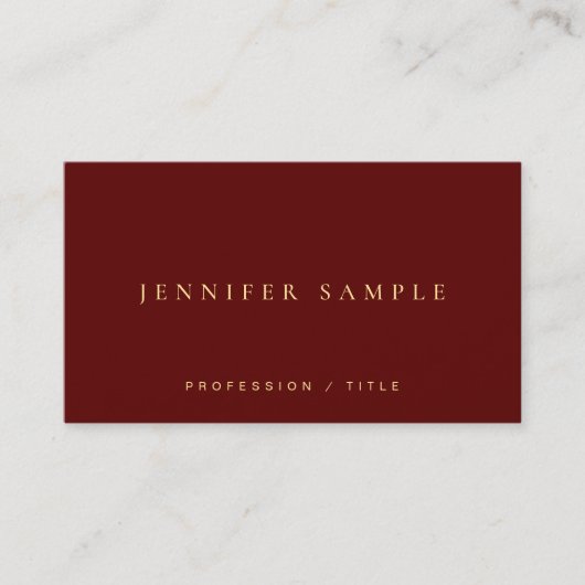 Modern Elegant Simple Template Luxury Maroon Red Visitekaartje (Voorkant)