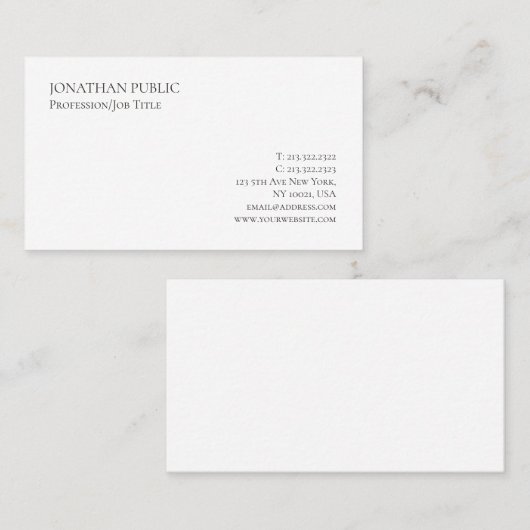 Modern Elegant Simple Template Professional Visitekaartje (Voorkant / Achterkant)