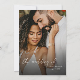 Modern Elegant Simple Vertical Photo Wedding Kaart