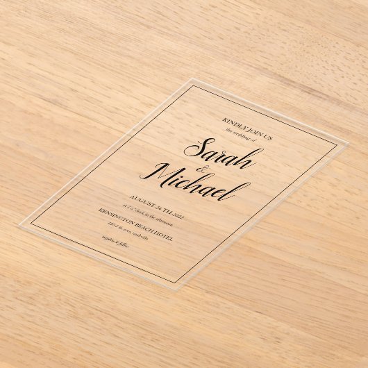 Modern Elegant Simple Wedding Acryl Uitnodigingen (Laagn)
