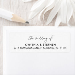 Modern Elegant Simple Wedding Return Address Etiket
