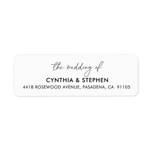 Modern Elegant Simple Wedding Return Address Etiket (Voorkant)