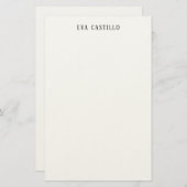 Modern Elegant Simple White Professional Own Name Briefpapier (Voorkant / Achterkant)