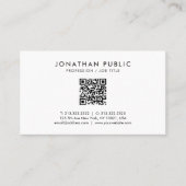 Modern Elegant Simple Your Custom Text QR Code Visitekaartje (Voorkant)