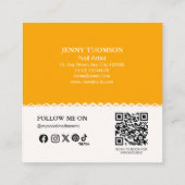 Modern Elegant Sinaasappel Wit Bloemen Nail Artist Vierkante Visitekaartje (Achterkant)