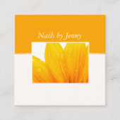 Modern Elegant Sinaasappel Wit Bloemen Nail Artist Vierkante Visitekaartje (Voorkant)