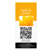 Modern Elegant Sinaasappel Wit Bloemen Nail prijsl Reclamekaart (Voorkant)