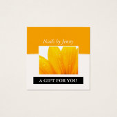 Modern Elegant Sinaasappel Wit Bloemen Nail Salon Vierkante Visitekaartjes (Voorkant)