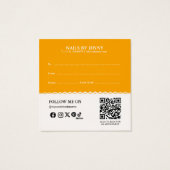 Modern Elegant Sinaasappel Wit Bloemen Nail Salon Vierkante Visitekaartjes (Achterkant)