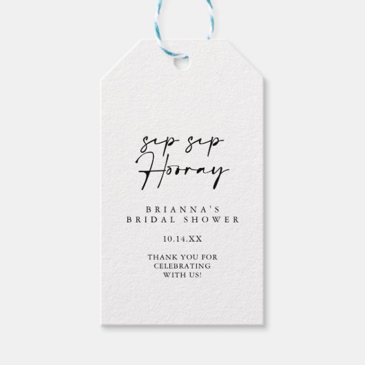Modern Elegant SIP Hooray Vrijgezellenfeest Cadeaulabel (Voorkant)