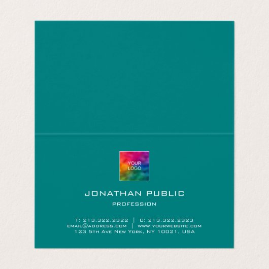 Modern Elegant Sjabloon Business Logo hier gevouwe Visitekaartje (Binnenkant ongevouwen)
