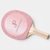 Modern Elegant Sjabloon Custom Roos Gold Monogram Tafeltennisbatje (Zijkant)