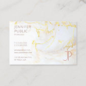 Modern Elegant Sjabloon Goud Marmer Monogram Luxe Visitekaartje (Voorkant)